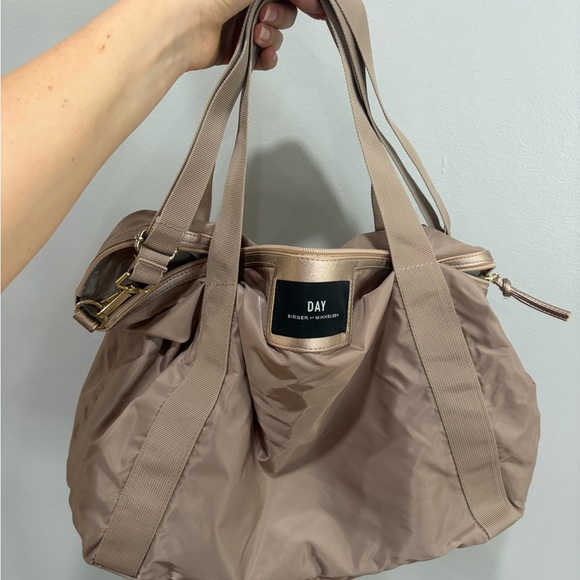 Day Birger Et Mikkelsen Handbags - DAY Birger et Mikkelsen Nylon Tote Bag Beige Lightweight Shoulder Travel Bag
